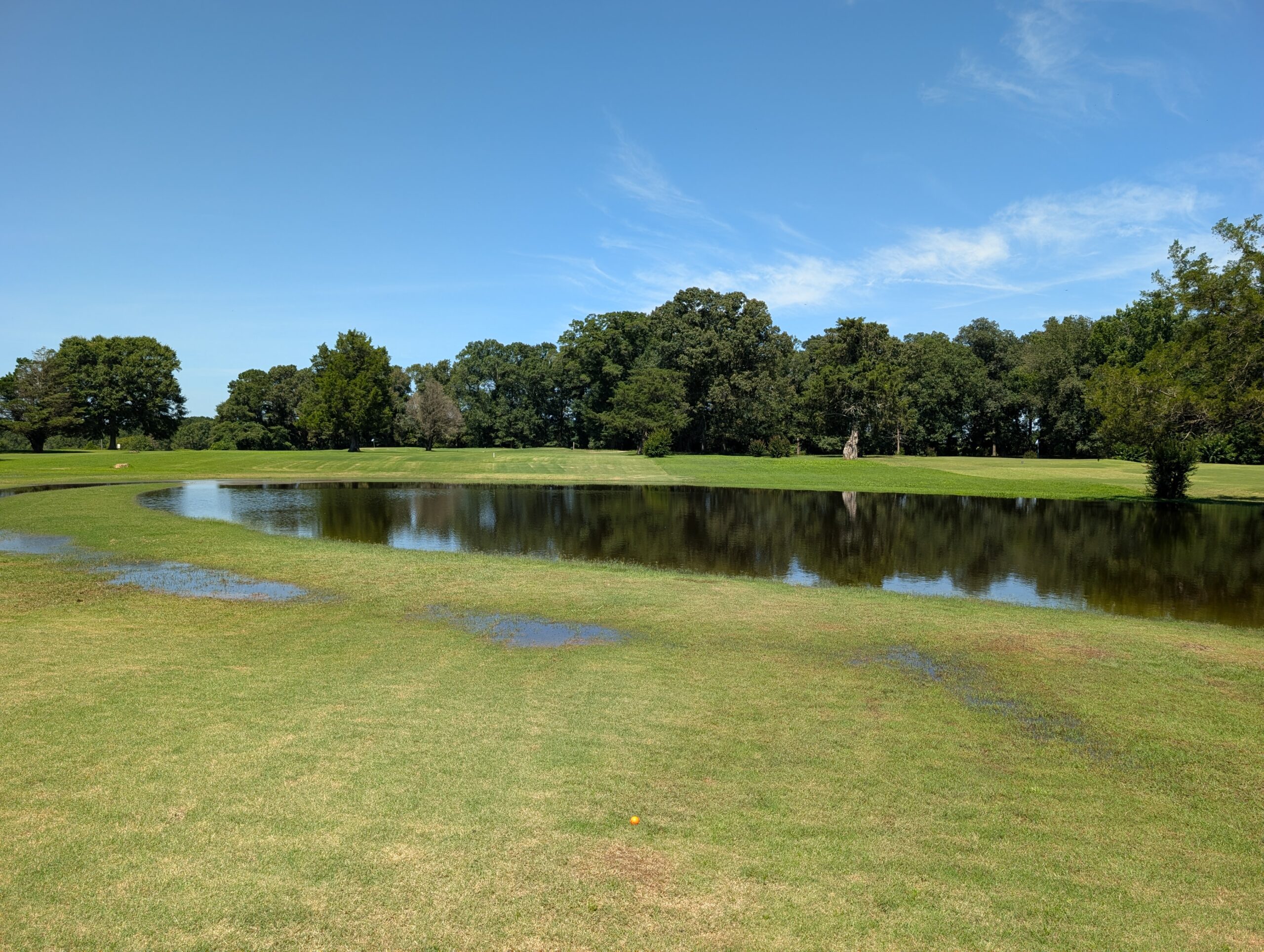 New water hazard on Hole 2 at Brundidge Country Club